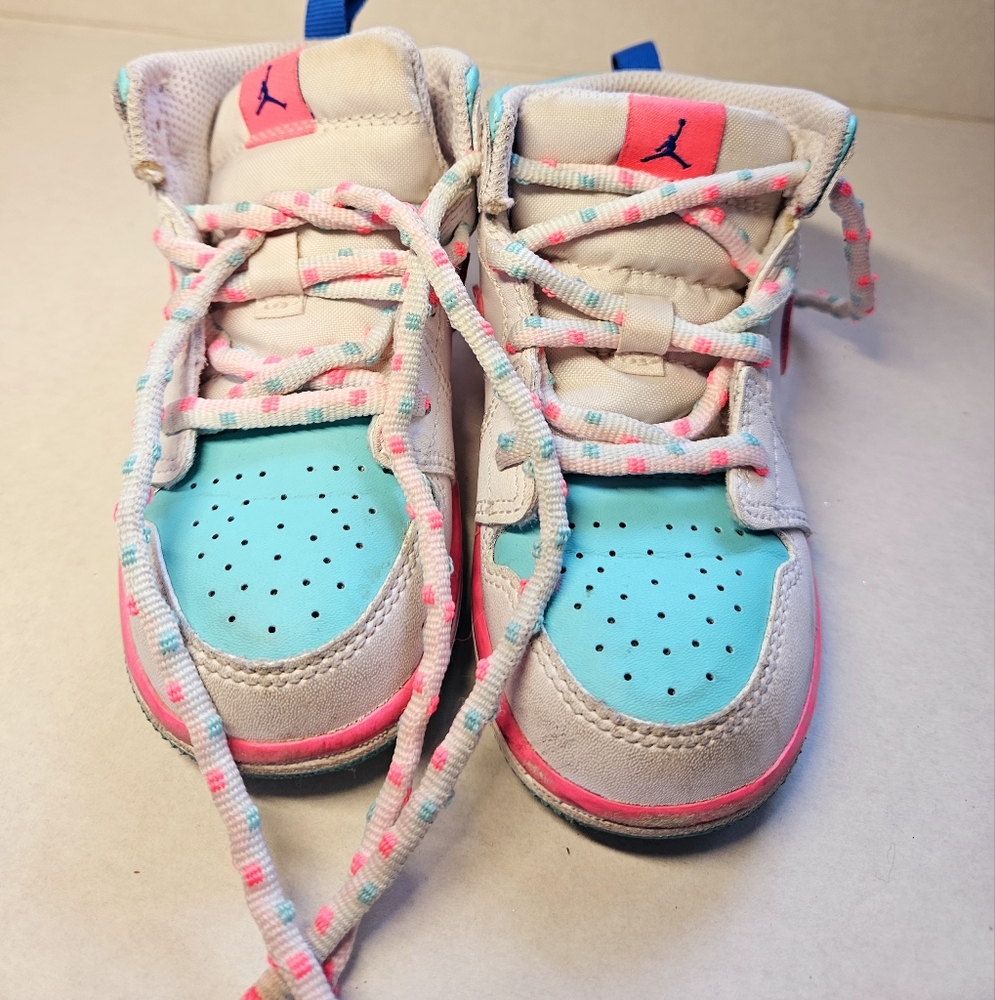 Kids Jordan Sneakers - Blue and Pink